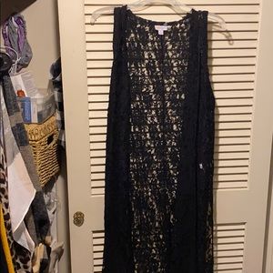 Lularoe black lace long vest